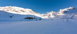 Beautiful scenery of a winter wonderland under the clear sky in Sainte Foy, French Alps